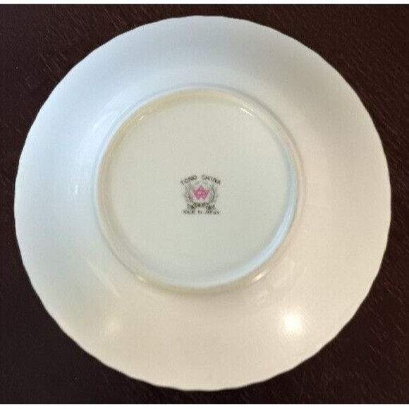 TONO CHINA Chinoiserie Bowl w/ Scalloped Edge, Gold Trim Floral Decor, JAPAN, 7" - Picture 5 of 6